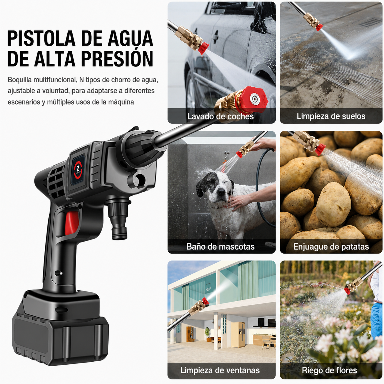 🚗 Hidrolimpiadora Inalámbrica 48V con Doble Batería