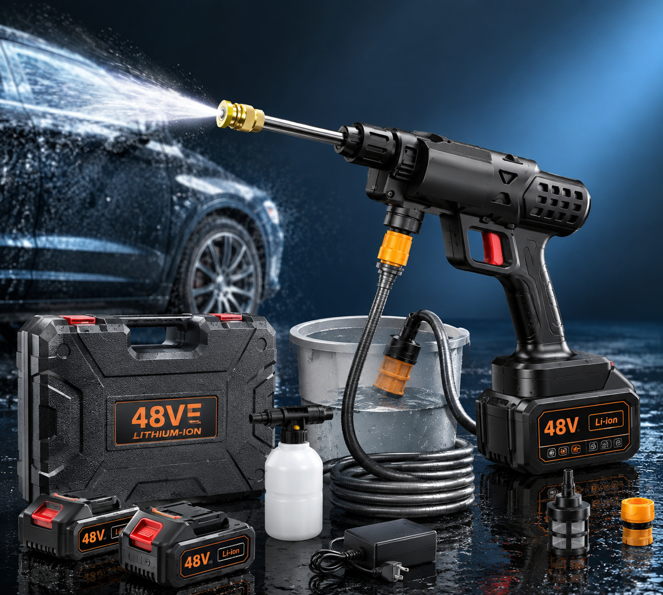 🚗 Hidrolimpiadora Inalámbrica 48V con Doble Batería